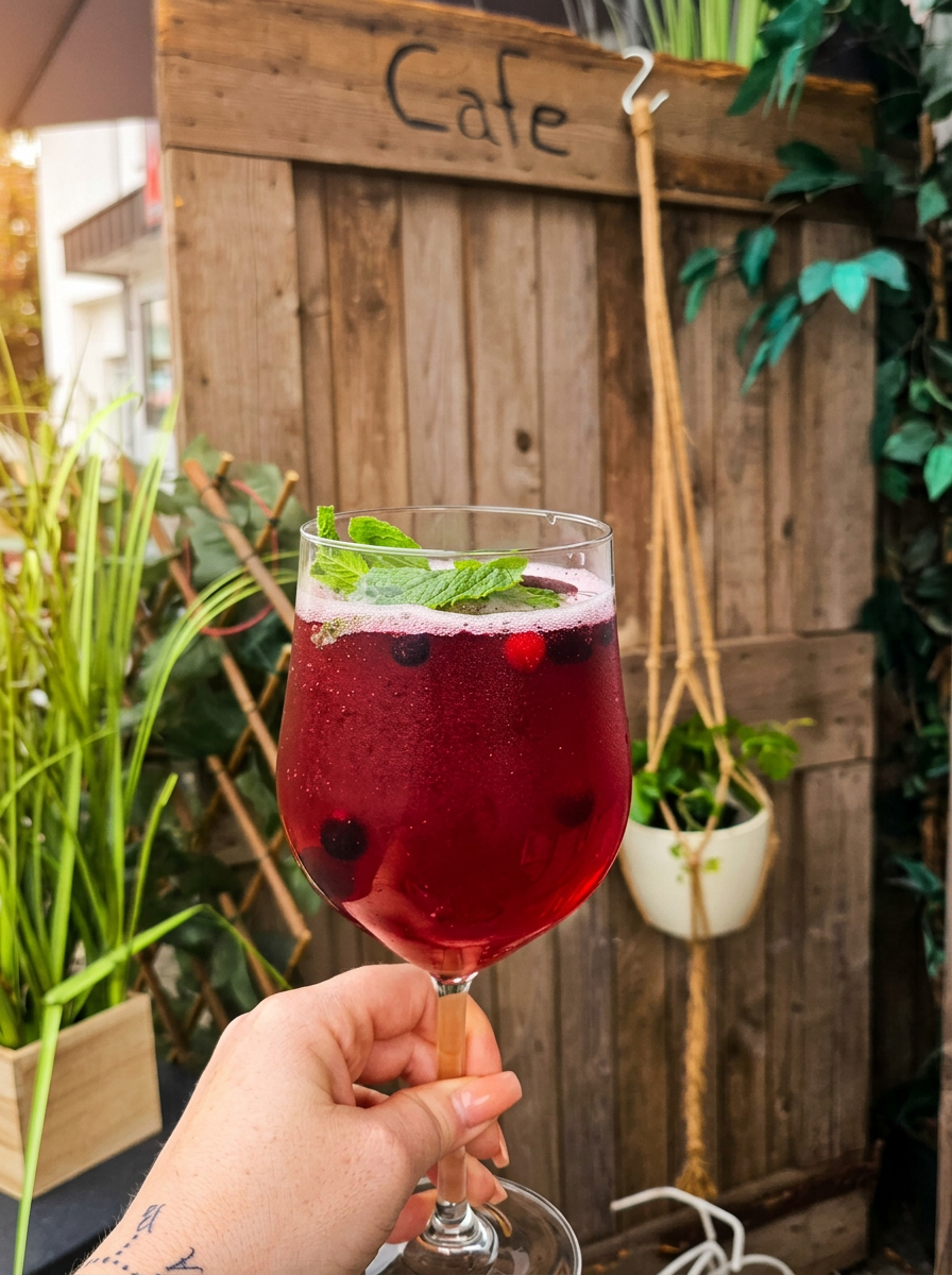 Hausgemachtes Beeren-Elixier mit Minze im Glas